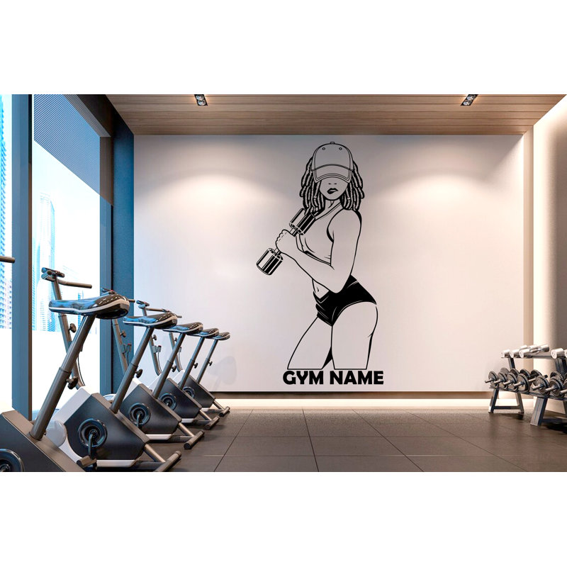 Adhésif décoratif gym personnalisé, Beige, H 34 po x l 18 po