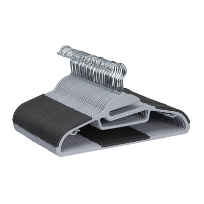 Rubber-Coated Plastic Hangers, 50 Pieces, With S-Shaped Opening