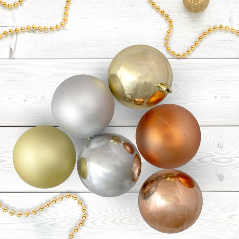 Boules de Noël incassables à 2 finitions, Argent / champagne / or