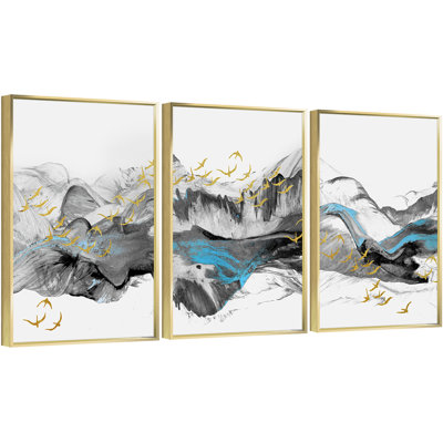 Mountain Mountain, art mural encadré en aluminium - ensemble de 3 reproductions sur toile