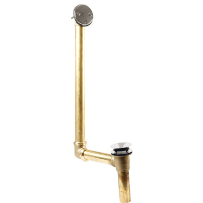18" Direct Connect Shoe Outlet Tip-Toe Bathtub Leg Drain Assembly with 2-Hole Overflow