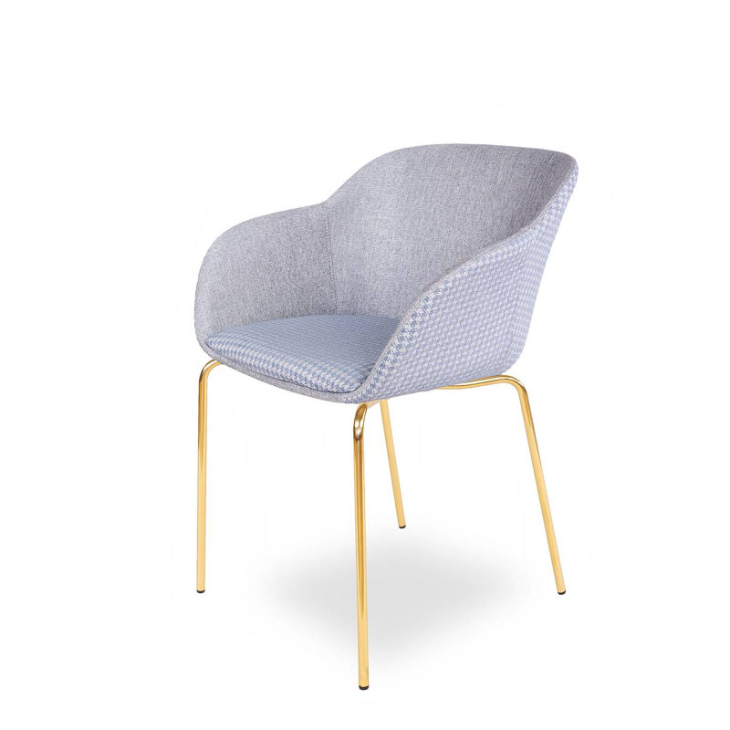 Andersonburg 43cm H Fabric Upholstered Armchair, Blue, Gold