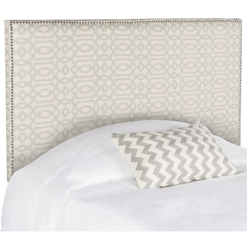 Upholstered Headboard, Pale Blue and Wheat, Full