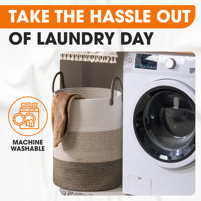  Grand panier à linge en coton tissé avec poignées