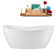 68.5" Streamline Soaking Glossy White Freestanding Tub and Tray With Internal Drain