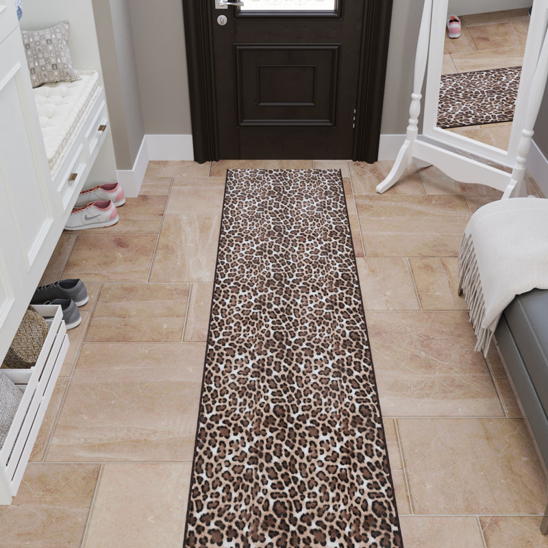 Kaira Soft Non-Slip Indoor Leopard Rug, Runner 1'10.5" x 5', Leopard