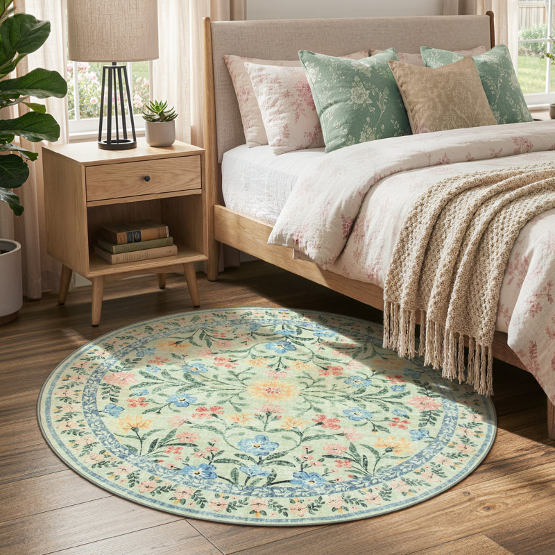 Kaldi Kaldi Oriental Botanical Floral Machine Washable Area Rug with Non-Slip Backing for Living Room, Dining Room, Bedroom