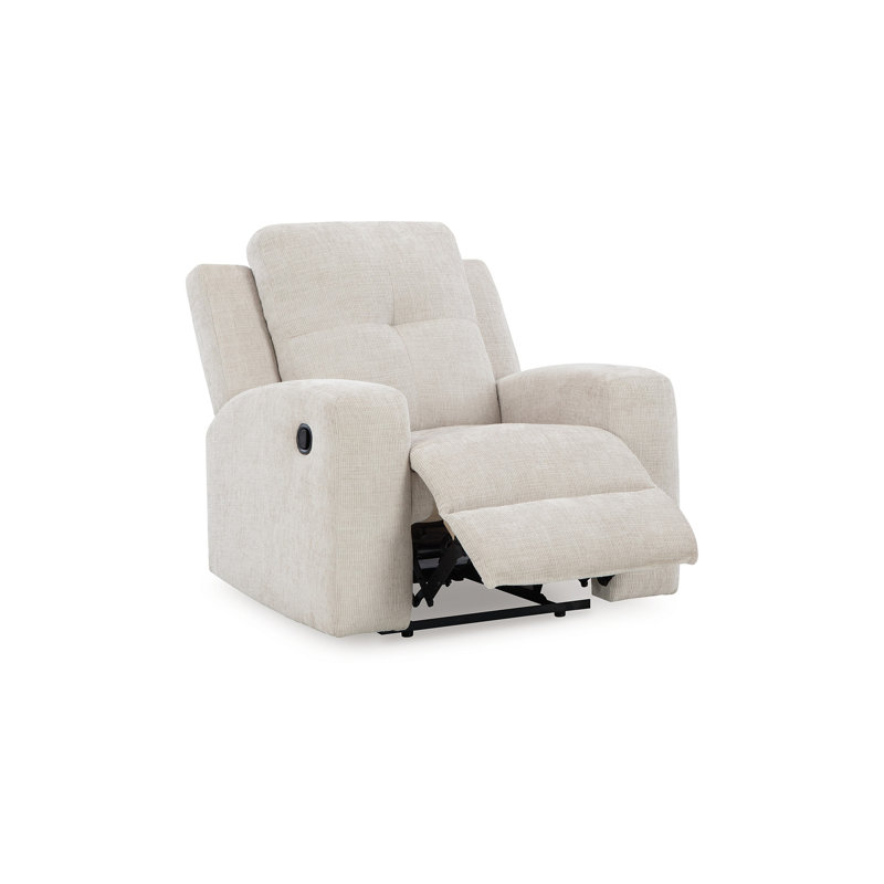 Fauteuil inclinable manuel Genna, polyester, coussin moelleux, Beige clair