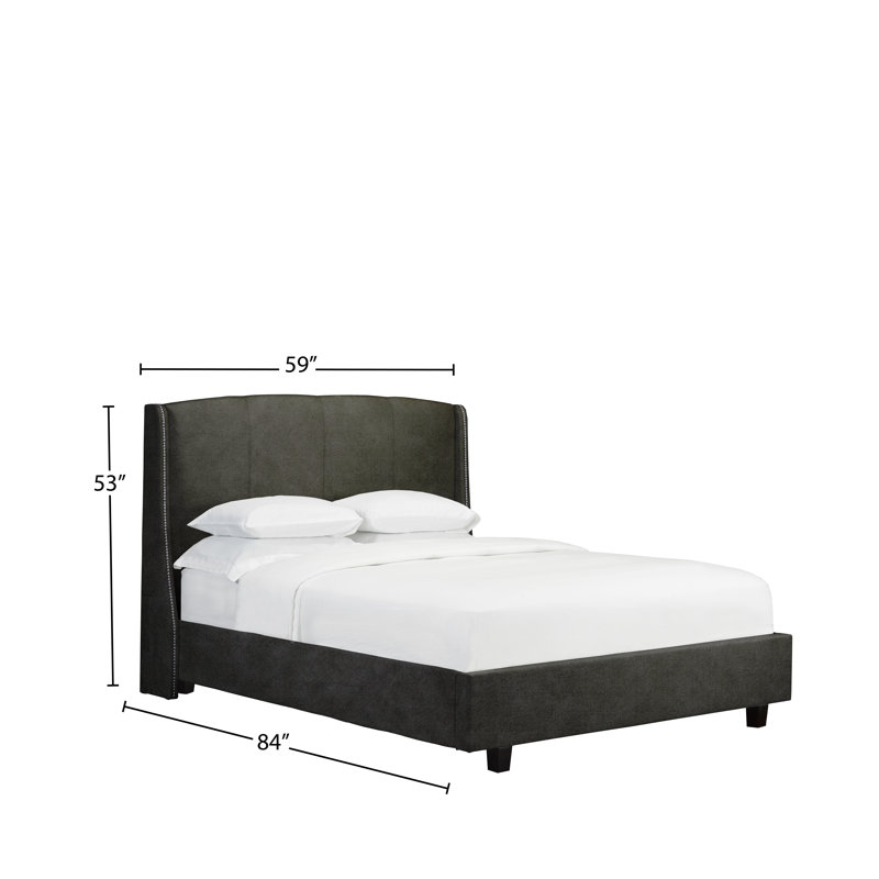 Lit plateforme tapissier Stonge, Double, Similicuir - pierre
