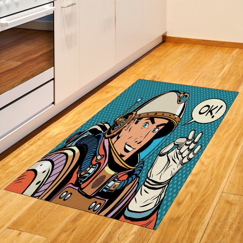 Astronaut High Density Long Fiber Poly Threads Decorative Area Rug Carpet, Rectangle 2'7" x 5'