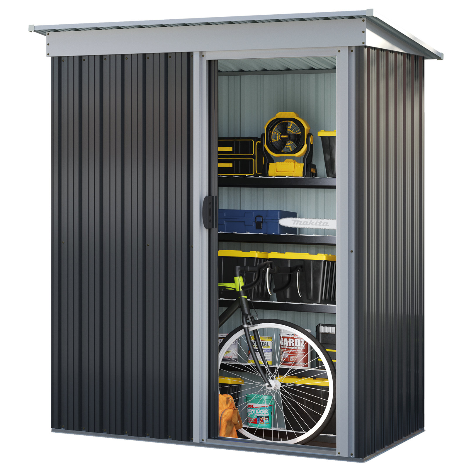 Sonegra 5x3ft Outdoor Metal Storage Shed, Waterproof Galvanized Steel 