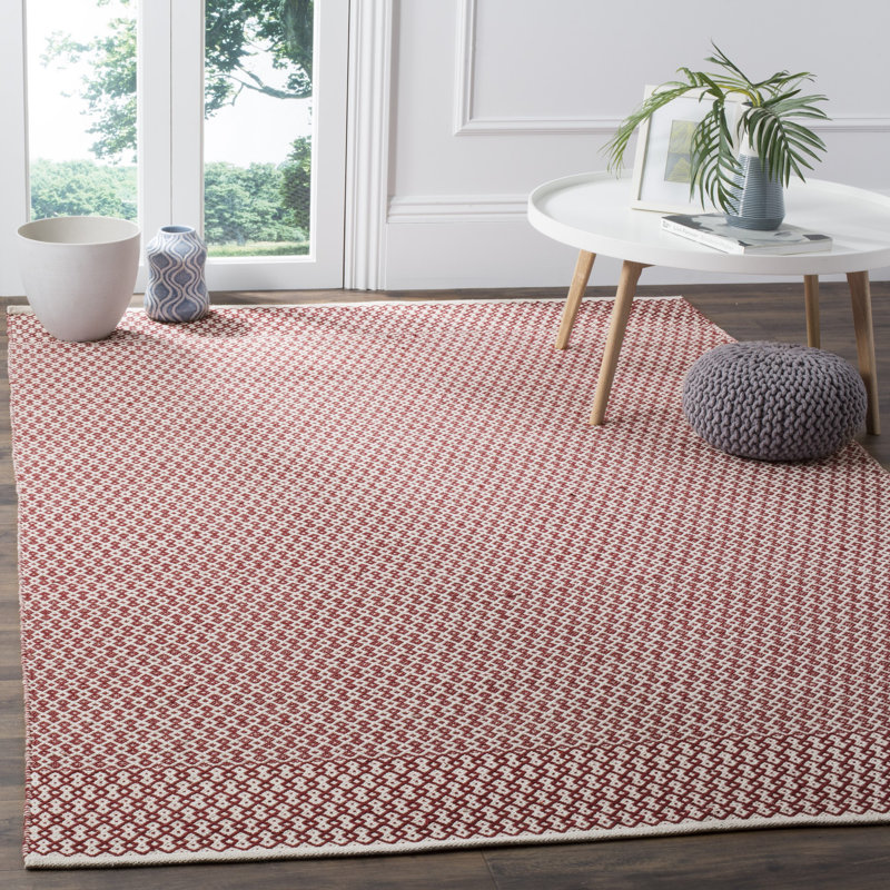 Tapis géométrique en coton tissé à la main Melaina, Rectangle 6 pi x 9 pi