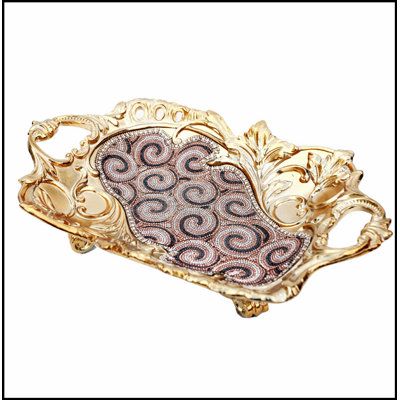 Ambrose Chrome Plated Crystal Embellished Ceramic Plate, Perfect for Elegant Tabletop Decor and Gift Giving
