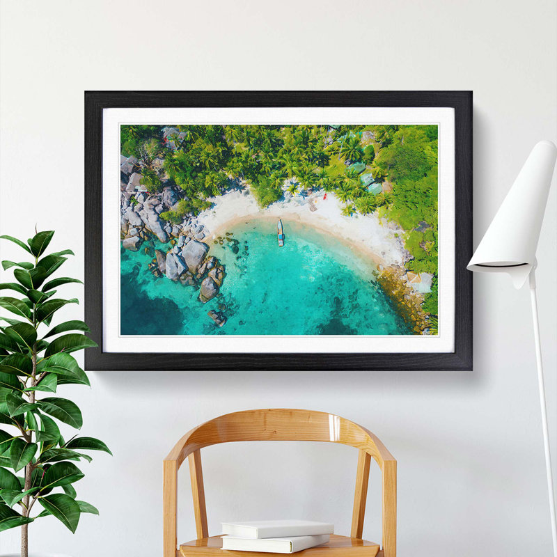 Boat in Ko Tao Thailand - Picture Frame Photograph Print, 27cm H x 36cm W x 2cm D, Black Framed