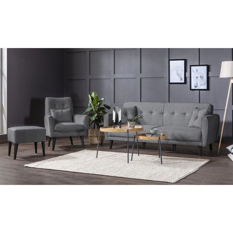 Canapé-lit tapissier Sky, Polyester 100 % gris foncé