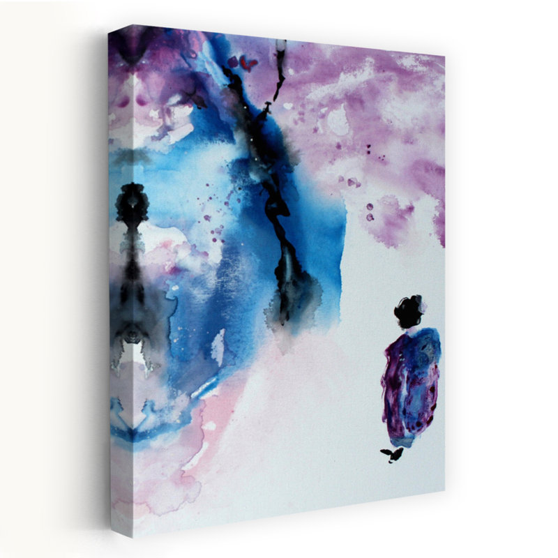Contemporary Art Abstract Cherry Tree Spring Landscape Wall Art by Marina Nelson - Wrapped Canvas Print