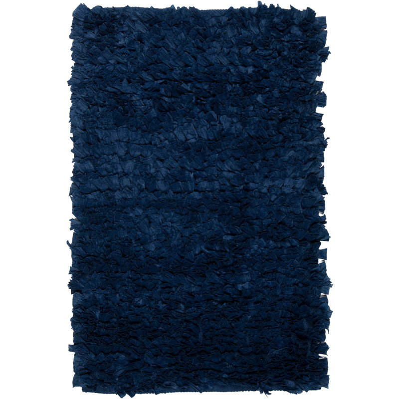Tapis d'intérieur / lavable en polyester tissé à la main bleu marine Benitez Authentic, Rectangle 1 pi 8 po x 2 pi 6 po