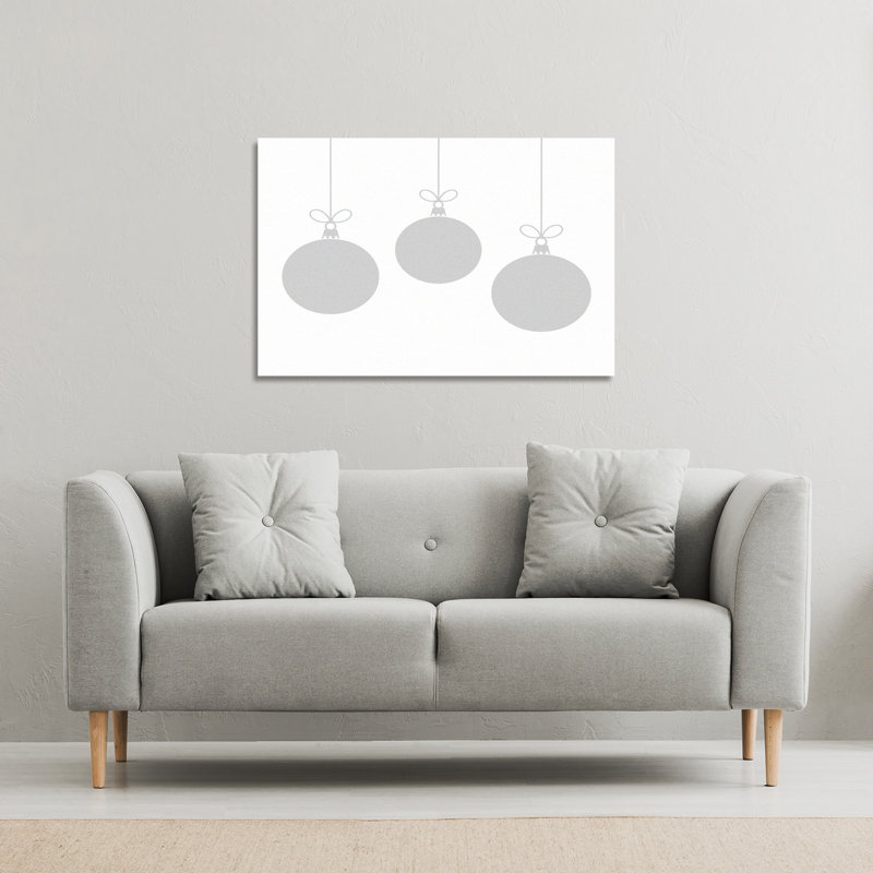 Three Hanging Christmas Baubles - Wrapped Canvas Print, 61cm H x 61cm W