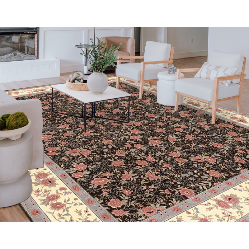 Tapis rectangulaire en laine noué à la main