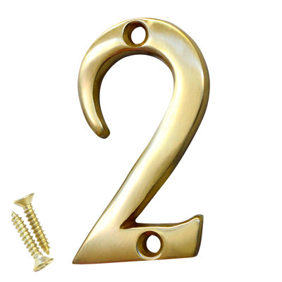 2'' H Reflective Brass House Number
