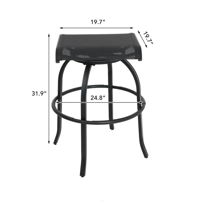 Freddrick Iron Outdoor Stool, Black