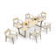10 Seats 11 Pcs Grade-A Weathered Teak Wood Dining Set: 98" Sema Rectangle Table  And 10 Amilo Stacking Arm Chairs #11AM3310-244201004