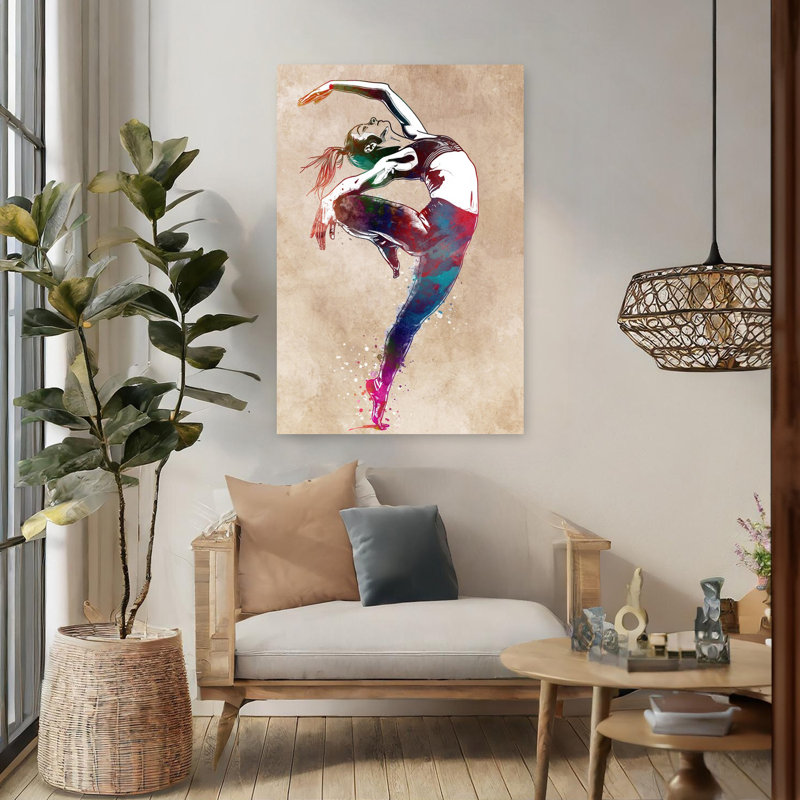 «Vibrant Dance Flow», art mural contemporain coloré abstrait, 48" H x 32" W