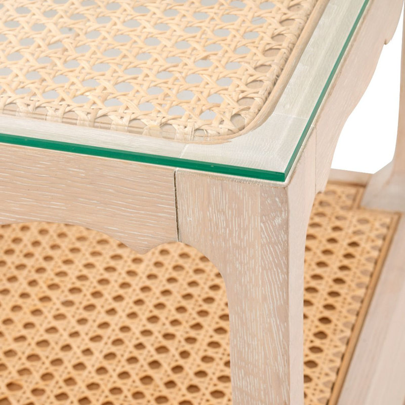 Glass End Table, Brown