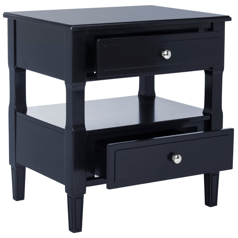 Table de chevet 24 po Laga - table de chambre contemporaine avec 2 tiroirs, quincaillerie argentée et finition neutre