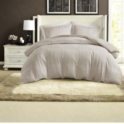 Luxurious 3-piece Bedding Sets, Woven Polyester Stripes, Modern Neutral Design
