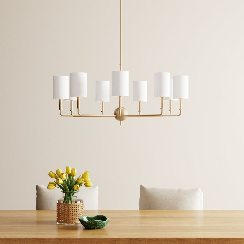 Rowley 9 - Light Dimmable Classic / Traditional Chandelier, Satin Brass