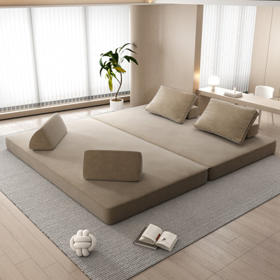 Multifunctional Convertible Sofa Bed with Removable Backrests and Pillows, Ideal for Living Rooms and Offices
