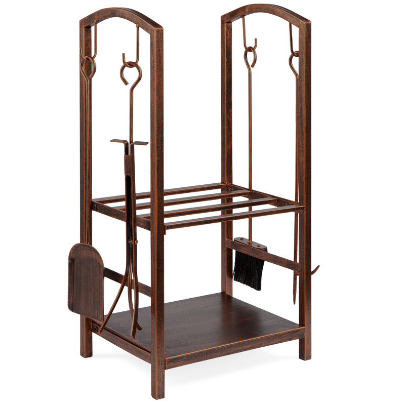 Abhik 17'' W Metal Log Rack, Bronze