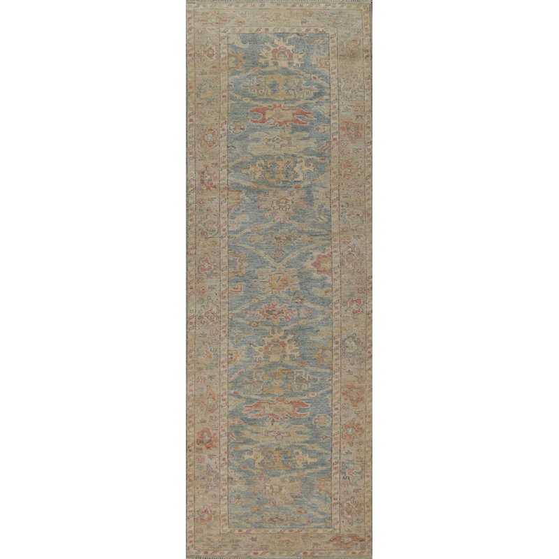 Vegetable Dye Oushak Turkish Runner Rug 3x11