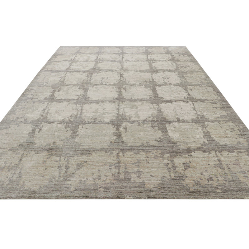 Rug & Kilim’S Modern Rug In Beige And Gray With Abstract Geometric Patterns, Rectangle 8' x 10'