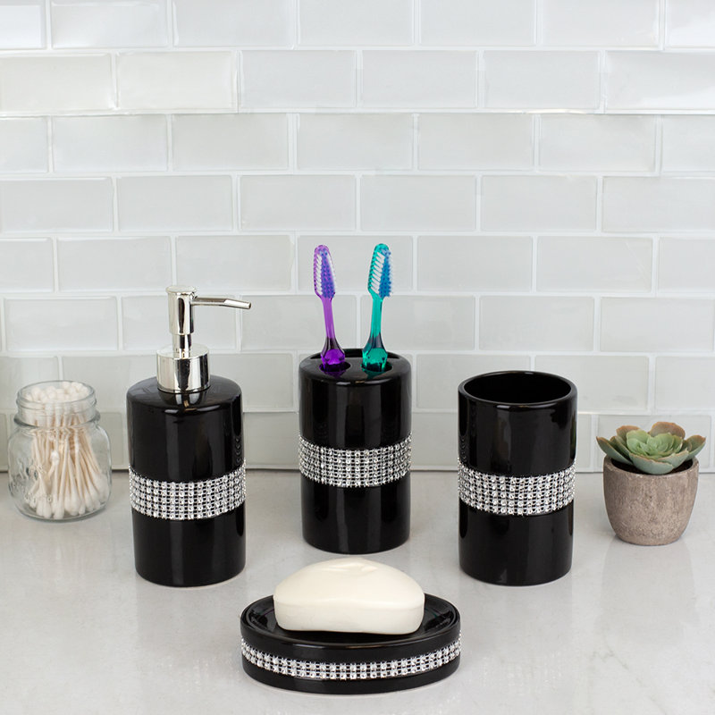 Ensemble d'accessoires de salle de bain 4 pièces Tristen Luxury, Noir