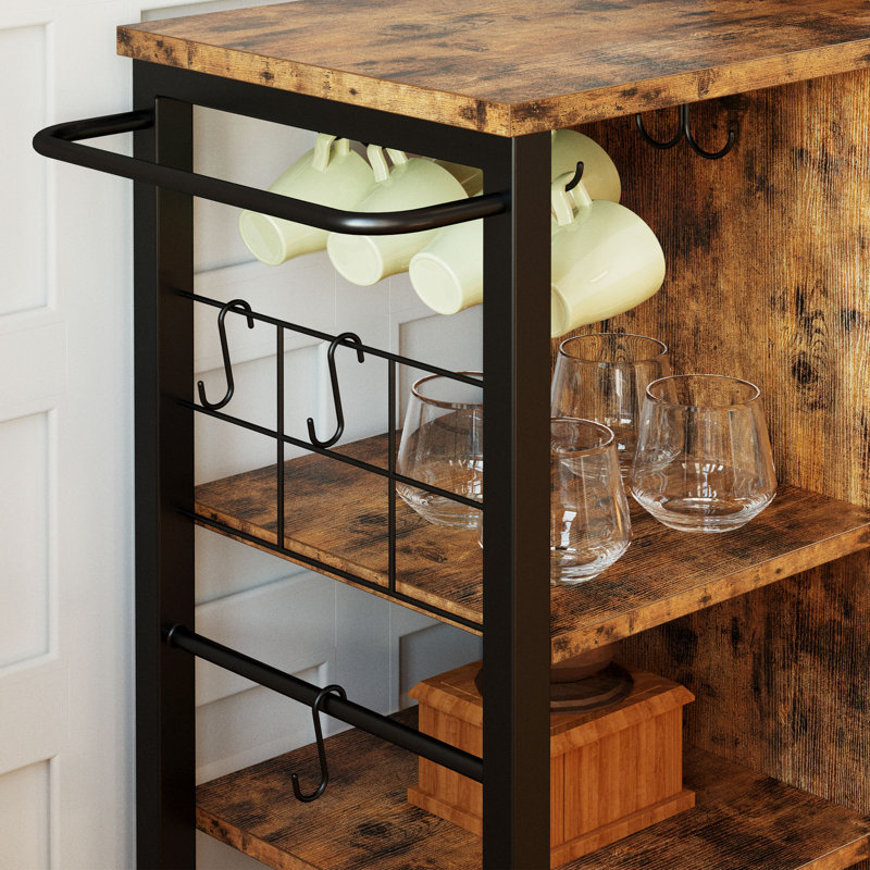 Sarahlouise Industrial Kitchen Cart - Storage Cabinet/Adjustable Shelves, Cup Hooks, Removable Handle 