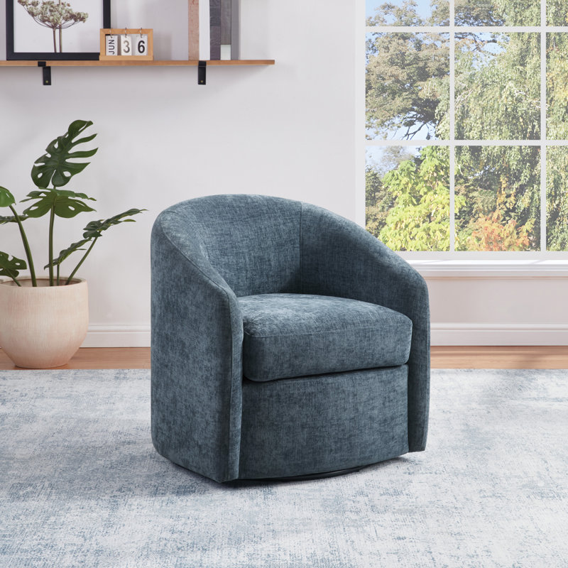 Fauteuil demi-tonneau Sandiso, Denim bleu
