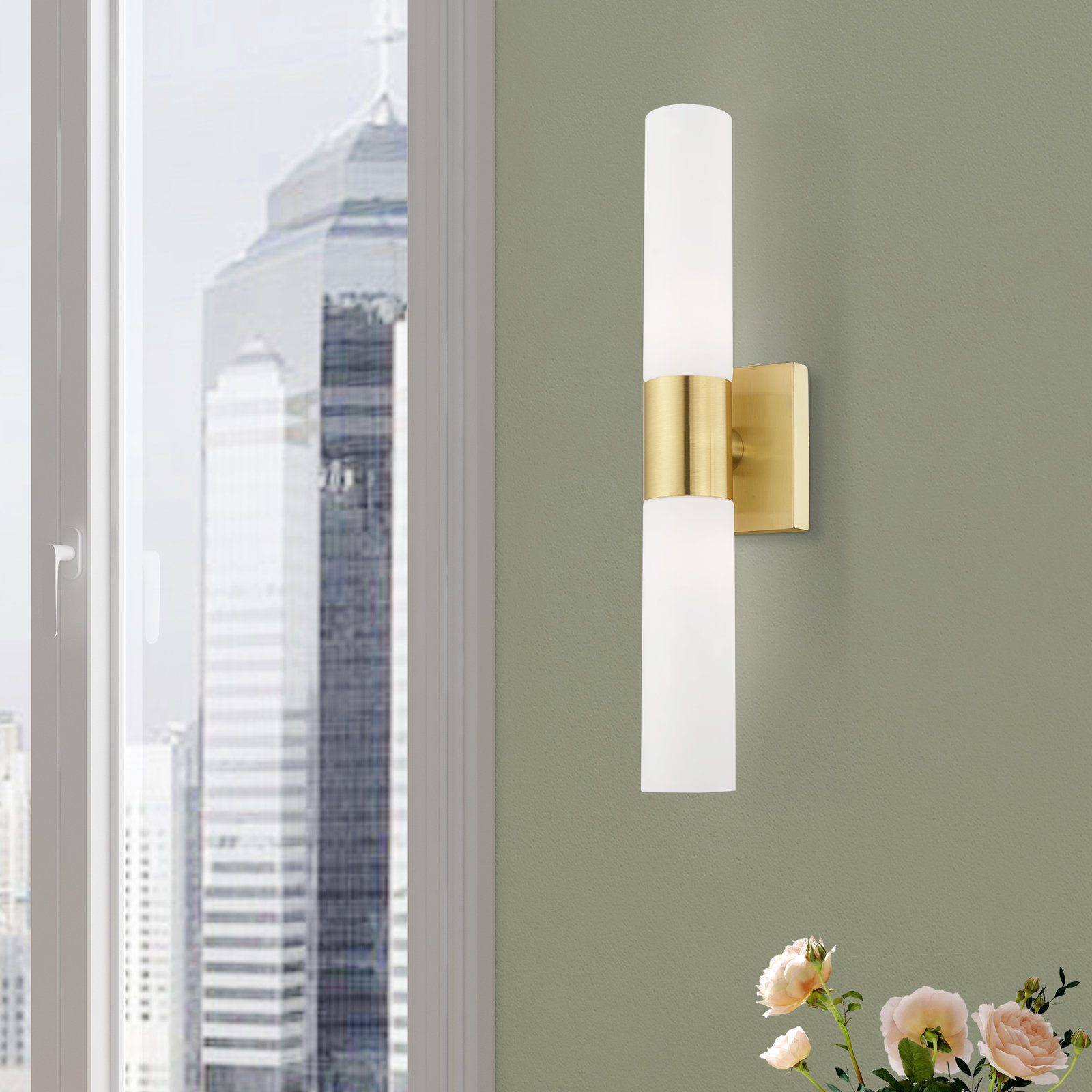 Cailum 2-Light Dimmable Vanity Light, Satin Brass