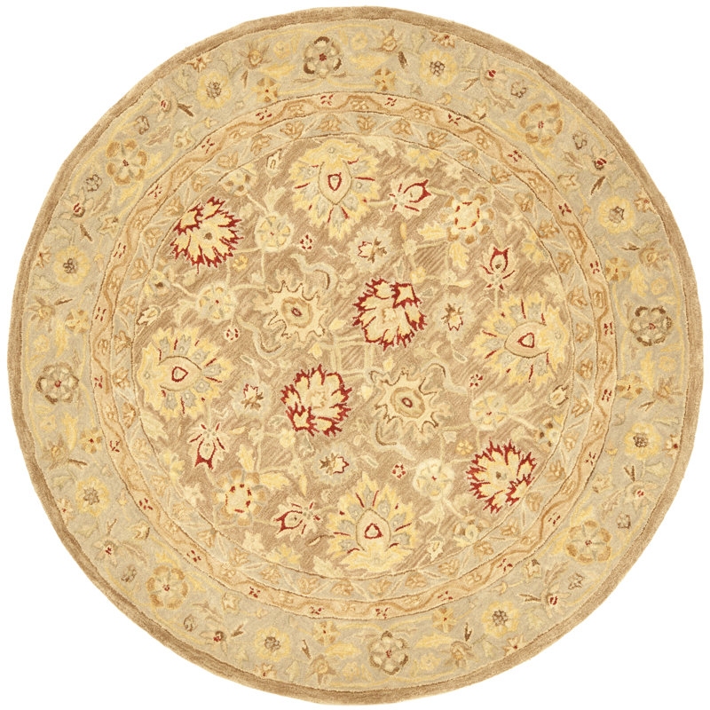 Soho Oriental Hand-Tufted Wool Brown Area Rug, Round 6'