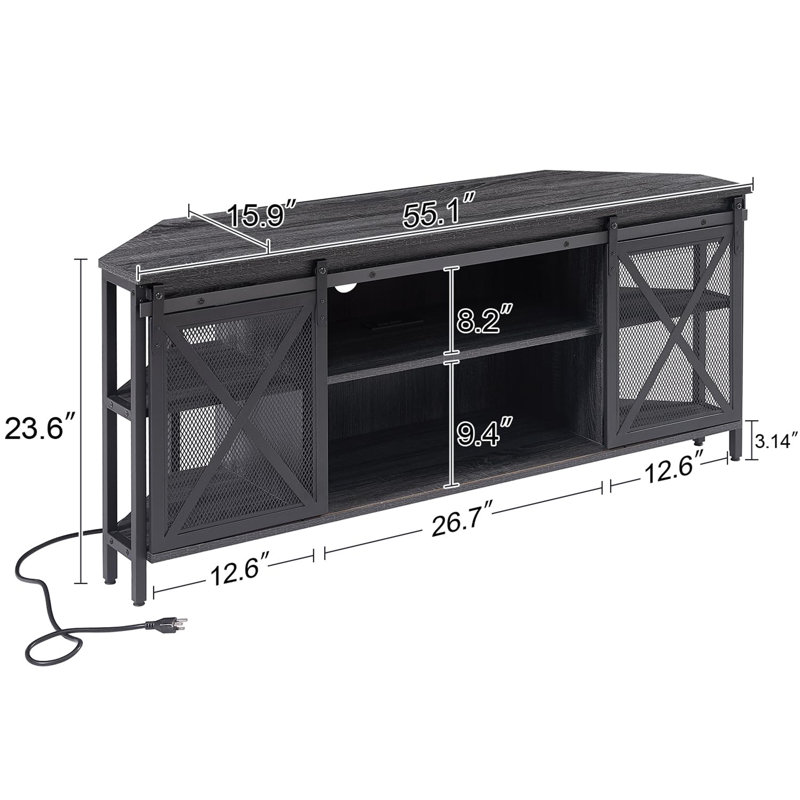 Corner TV Stand, Gray