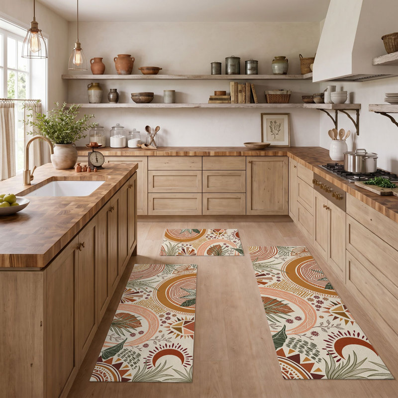 Boho Swirls Non-Slip Washable Kitchen Mats