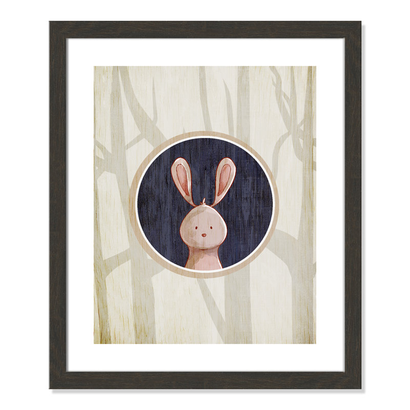 «Juvenile Forest Animals», impression sur papier, H 24,5 po x l 20,5 po x P 0,6 po, Cadre plat à grain de bois noir