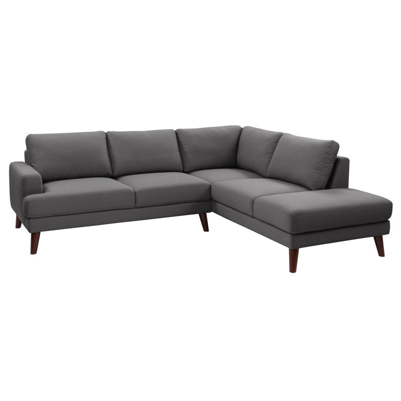 Large canapé et méridienne de 99,5 po Kaushiki, 100% polyester gris foncé, Accoudoir à droite (vu de face)
