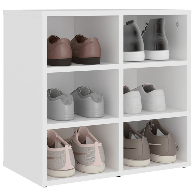 6 Pair Shoe Rack, White