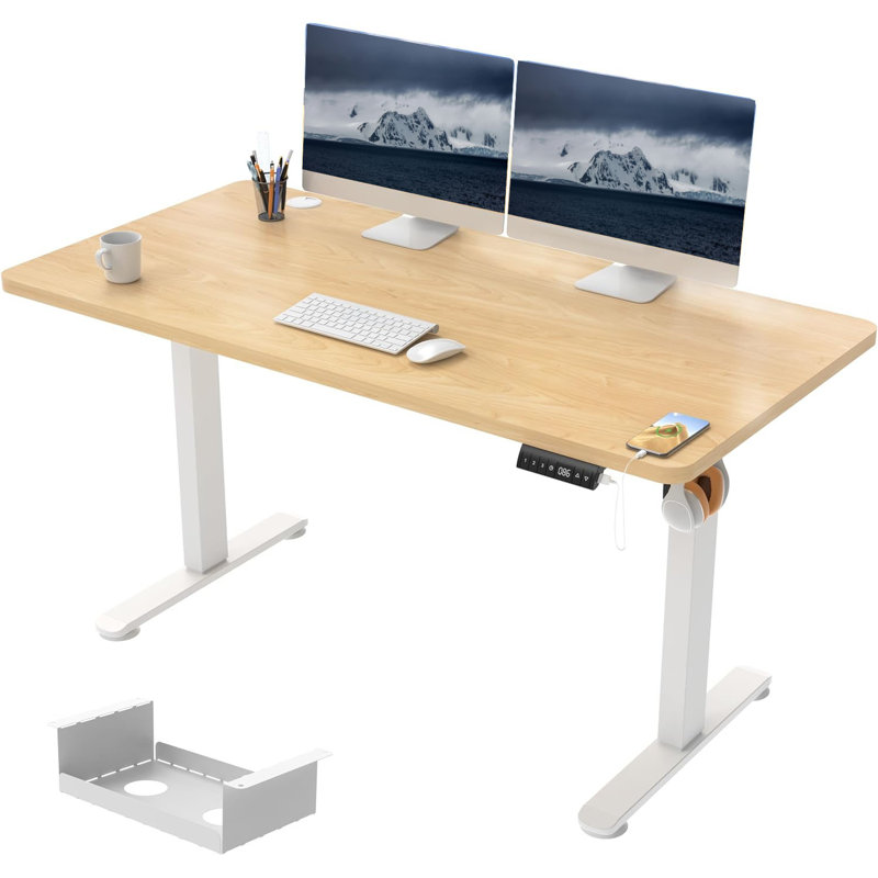 Poillucci Adjustable Metal Base Standing Desk, 72" H x 140" W x 70" D
