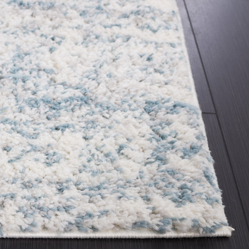 Tapis à poil long berbère Jeremias 563 en ivoire / turquoise clair Jeremias, Carré 7 pi
