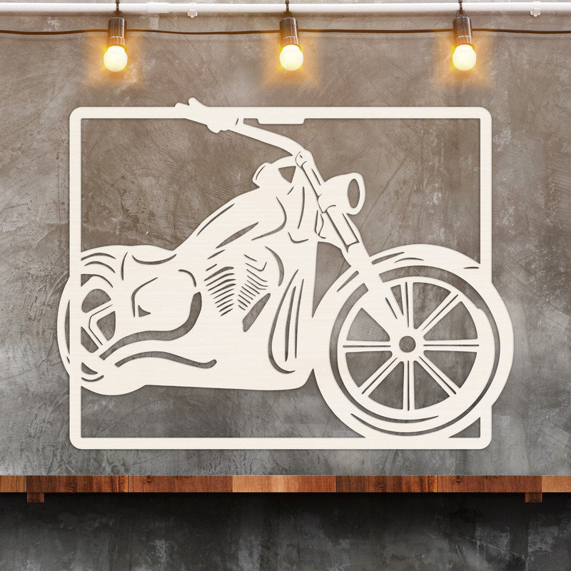 Décoration murale rectangulaire de moto - ACM, H 24,7 po x l 32 po x P 0,25 po, Blanc