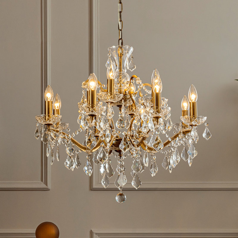 Lustre antique classique / classique à 12 lumières de 26 po avec accents en cristal Micole
