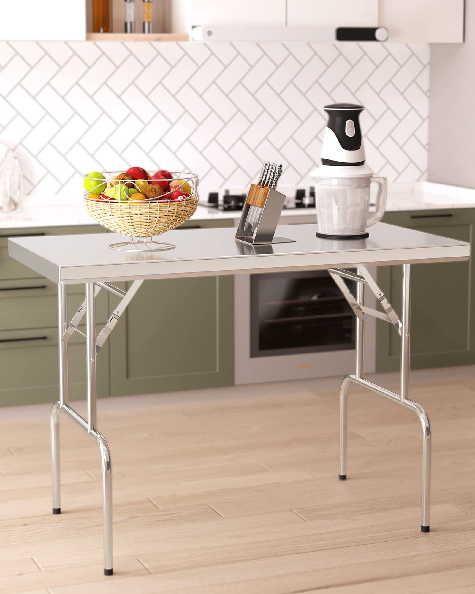GRIDMANN 24 W x 30 L Stainless Steel Work Table with Undershelf and  Caster Wheels